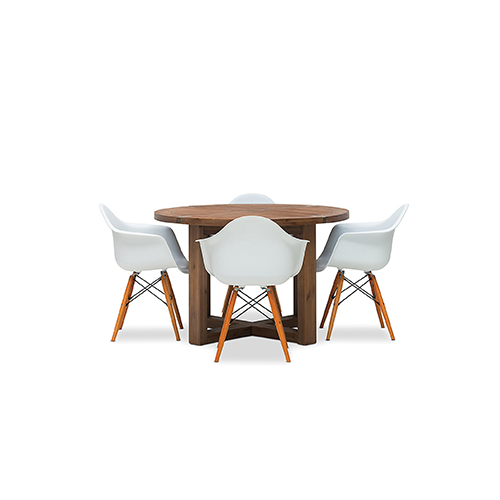 Silverwood 5 Piece Round Dining Suite with Eames Replica Chairs